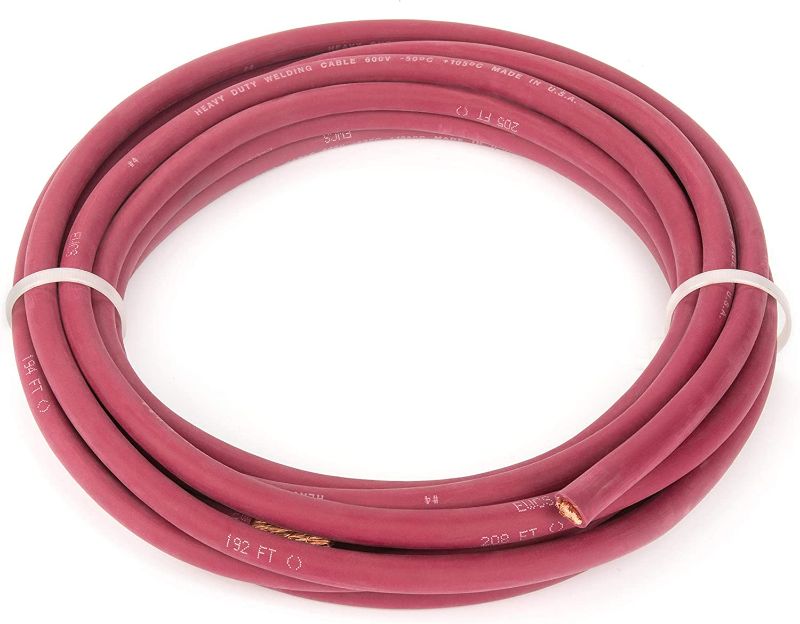 Photo 1 of EWCS 4 Gauge Premium Extra Flexible Welding Cable 600 Volt - Red - 20 Feet - Made in the USA