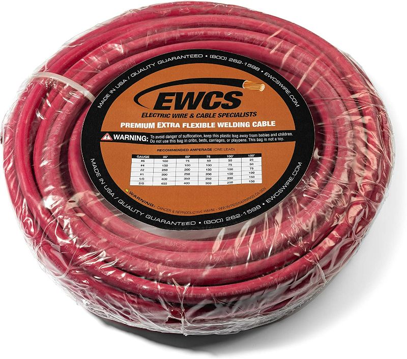 Photo 2 of EWCS 4 Gauge Premium Extra Flexible Welding Cable 600 Volt - Red - 20 Feet - Made in the USA