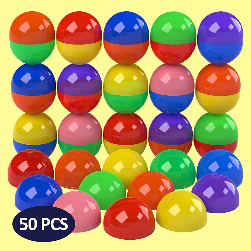 Photo 2 of Vending Machine Capsules in Bulk - 50 Pcs Toy Capsules - Assorted Colors 1.3 Inches Oval Plastic Capsules - Prize Container Vending Capsule - Plastic Party Favor Containers