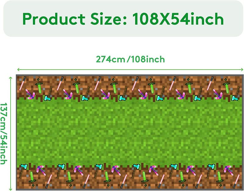 Photo 1 of (2 pack) Lidmada Pixel Miner Crafting Style Tablecloth,Extra-Large 108”x54” Mine Crafting Creeper Disposable Table Covers, Ideal for Girls Boys Pixel Mining Birthday Party Supplies Decoration