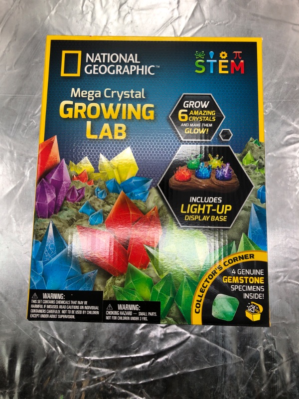 Photo 2 of NATIONAL GEOGRAPHIC Mega Crystal Growing Lab – Grow 6 Vibrant Crystals Fast (3-4 Days), with Light-Up Display Stand, Learning Guide, & 4 Genuine Crystal Specimens, an Amazon Exclusive Science Kit