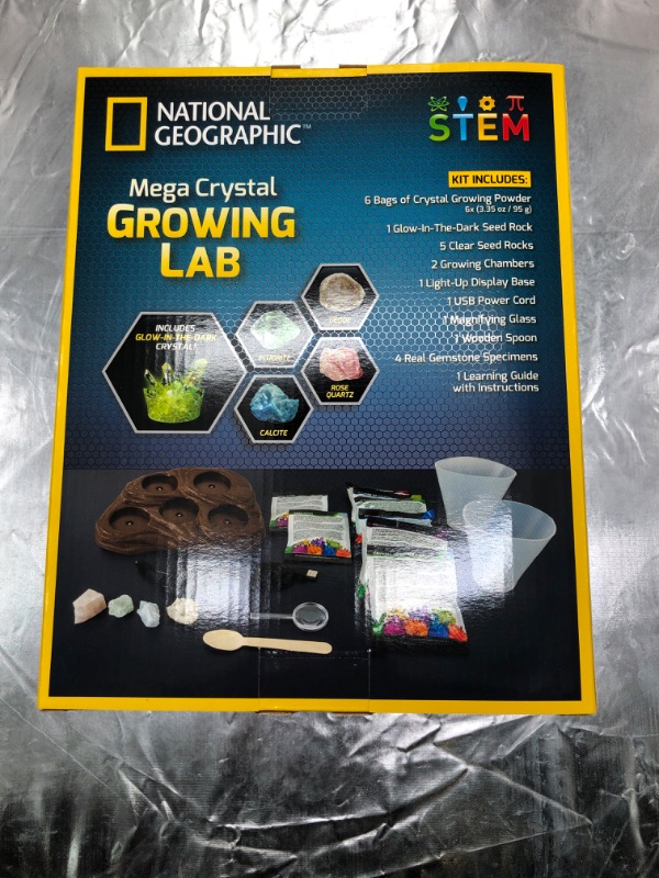 Photo 3 of NATIONAL GEOGRAPHIC Mega Crystal Growing Lab – Grow 6 Vibrant Crystals Fast (3-4 Days), with Light-Up Display Stand, Learning Guide, & 4 Genuine Crystal Specimens, an Amazon Exclusive Science Kit