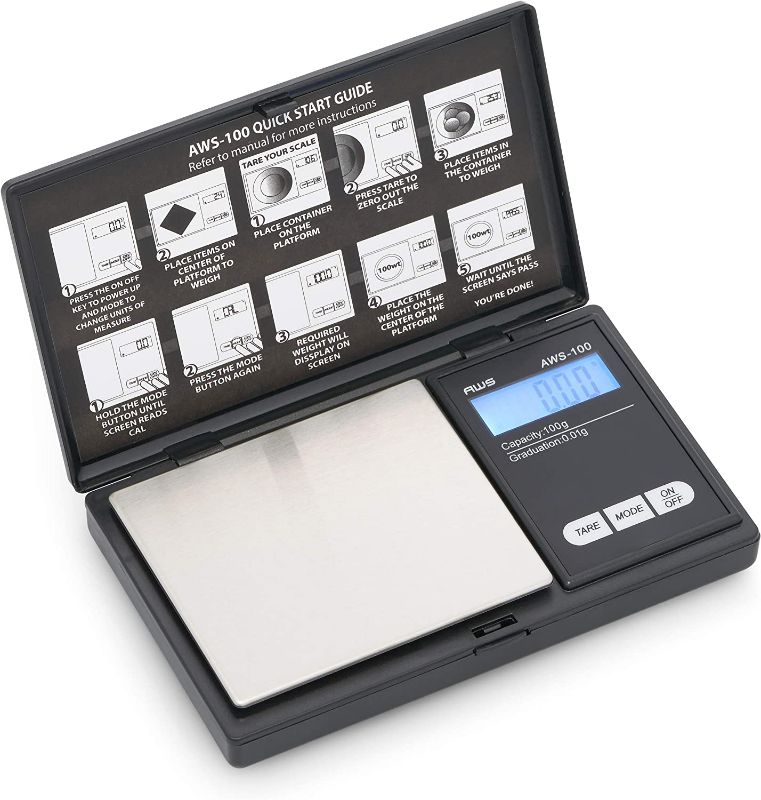 Photo 1 of AWS Series Digital Pocket Weight Scale 100g x 0.01g, (Black), AWS-100-Black