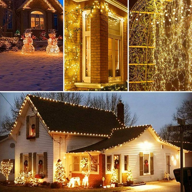 Photo 2 of Extra-Long 2-Pack Each 72FT 200 LED Solar String Lights Outdoor Waterproof, Super Bright Solar Outdoor Lights with 8 Lighting Modes, Solar Fairy Lights for Tree Garden Patio Xmas Party (Warm White)