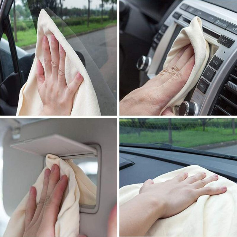 Photo 4 of Car Chamois Drying Towel Natural Chamois Washing Cloth for Car Leather Super Absorbent Leather Cleaning Towel Wipes (19.69inchx31.5inch)