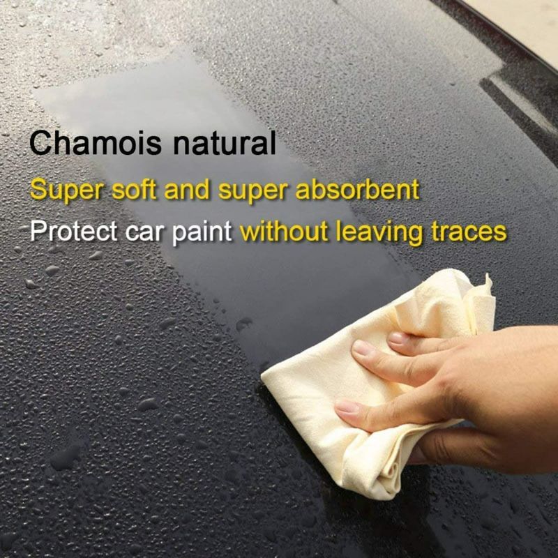 Photo 2 of Car Chamois Drying Towel Natural Chamois Washing Cloth for Car Leather Super Absorbent Leather Cleaning Towel Wipes (19.69inchx31.5inch)
