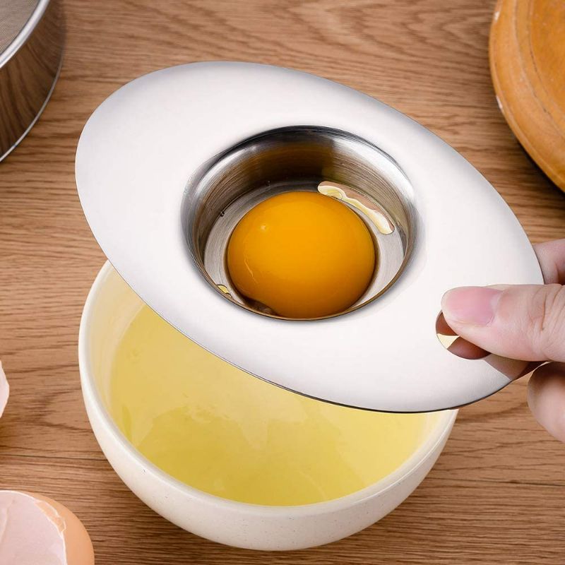 Photo 1 of 2 pack Latauar Egg Separator, Premium 304 Stainless Steel Egg Yolk White Separator, Professional Egg Separator Tool for Baking Cake, Egg Custards, Mayonnaise and More.