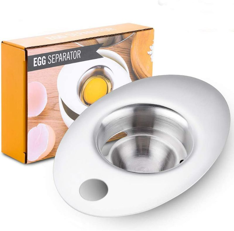 Photo 1 of 2 pack Latauar Egg Separator, Premium 304 Stainless Steel Egg Yolk White Separator, Professional Egg Separator Tool for Baking Cake, Egg Custards, Mayonnaise and More.