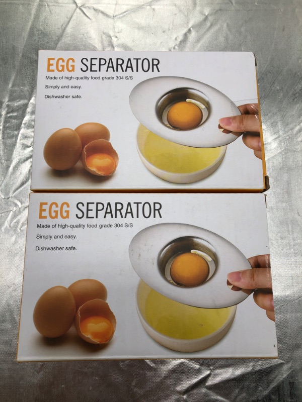 Photo 4 of 2 pack Latauar Egg Separator, Premium 304 Stainless Steel Egg Yolk White Separator, Professional Egg Separator Tool for Baking Cake, Egg Custards, Mayonnaise and More.