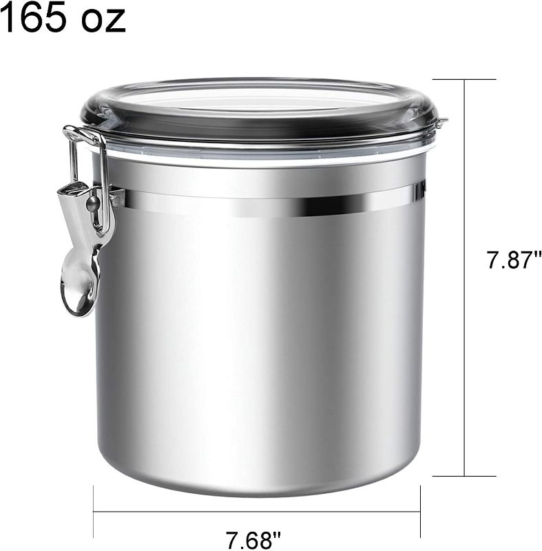 Photo 4 of Stainless Steel Airtight Canister for Kitchen, ENLOY Large Flour Coffee Bean Tea Cereal Sugar Cookie Metal Food Storage Canisters with Clear Lid and Sturdy Locking Clamp