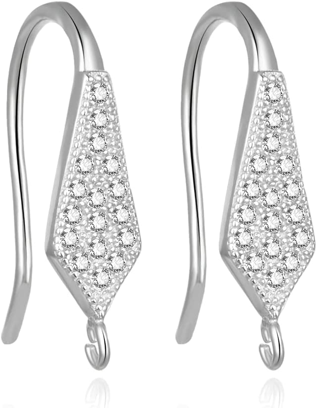 Photo 1 of 20pcs Adabele Authentic 925 Sterling Silver Cubic Zirconia CZ Earring Hook Dangle 16 Created Diamond Briolette Earwire Connector for Earrings Making SS467