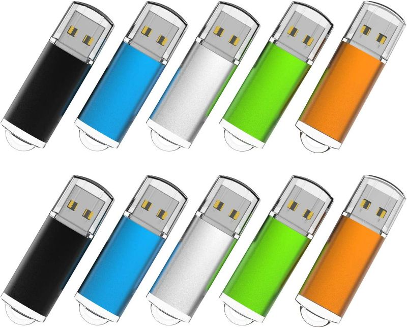Photo 1 of RAOYI 10 Pack 4GB USB Flash Drives USB 2.0 Memory Stick Bulk Thumb Drives Thumb Drive Jump Drive (5 Mixed Colors: Black Blue Green Orange Silver)