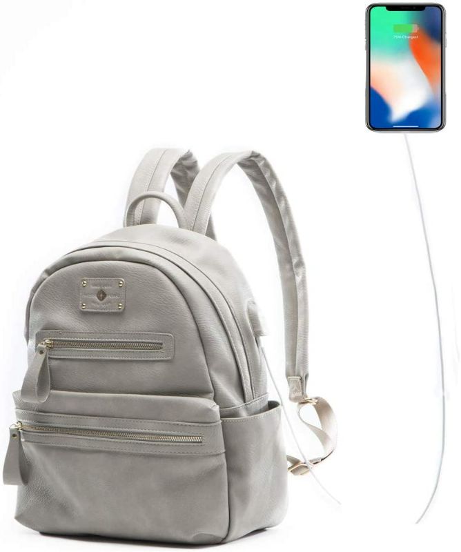 Photo 1 of LEATHER BACKPACK FOR WOMEN, BACKPACK PURSE WITH USB CHARGER,FITS 13 INCH, 14 INCH LAPTOP (BROWN)