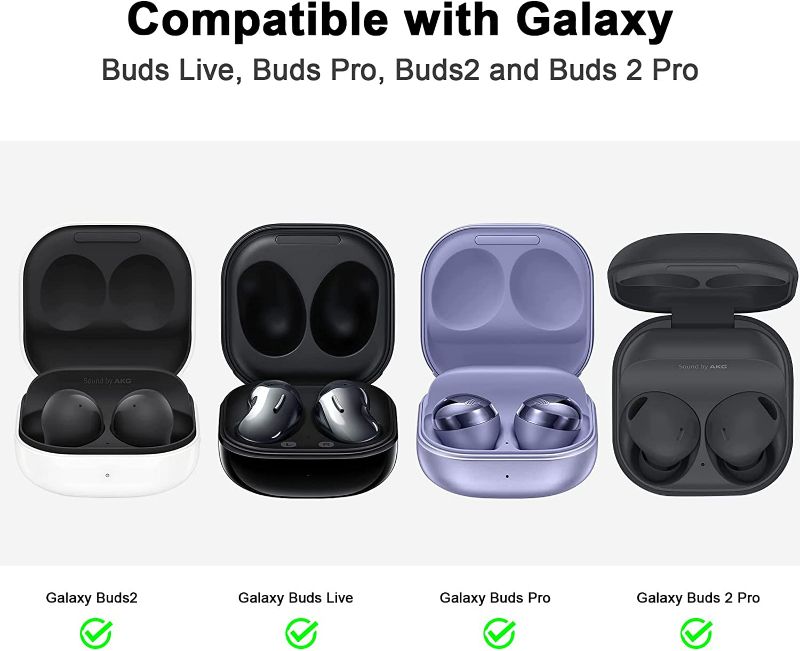 Photo 2 of Silicone Case Compatible with Samsung Galaxy Buds 2 Pro/Galaxy Buds 2/ Galaxy Buds Pro/Galaxy Buds Live Case (Black)