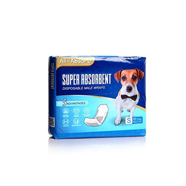 Photo 1 of All-Absorb Disposable Male Dog Wraps, 50 count LARGE Waist 25" - 32"