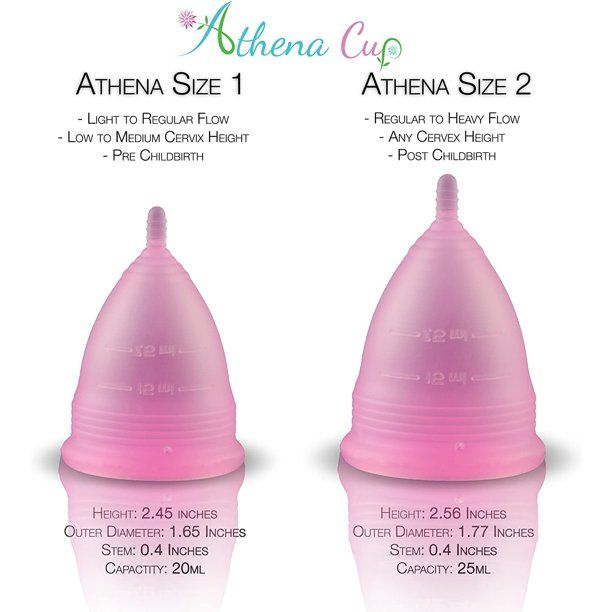 Photo 2 of Athena Menstrual Cups 2 Pack - Large and Small Set in Transparent Pink - The Original Softer Reusable Period Cup - Covers Your Light to Heavy Menstruation Days - Insert Easier with The Form Fit Rim