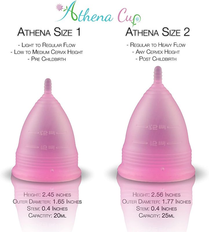 Photo 2 of Athena Menstrual Cups 2 Pack - Large and Small Set in Transparent Pink - The Original Softer Reusable Period Cup - Covers Your Light to Heavy Menstruation Days - Insert Easier with The Form Fit Rim