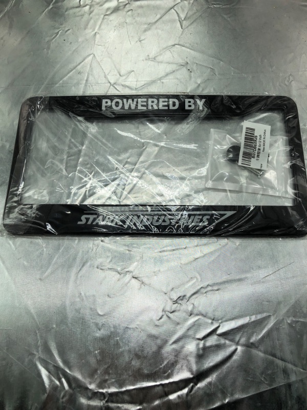 Photo 2 of Strawbaru Powered By Stark Industries - Automotive Black License Plate Frame