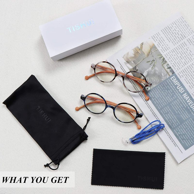 Photo 6 of TISHUI Blue Light Blocking Reading Glasses Women Men Round Readers Circular Cheaters