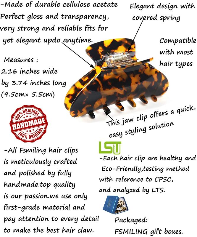 Photo 3 of Big & Small Hair Claw Clips Tortoise Shell Nonslip for Women Strong Hold Hair Jaw Clips Clamp for Thin Thick Hair, ( 4 pack)