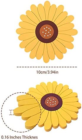 Photo 3 of Gracelife Sunflower Silicone Trivet Mat for Hot Pots Cup Mat Coasters Multi-Use Non-Slip Heat Resistant Home Kitchen Decor Mats (3-Pack Coasters Yellow)