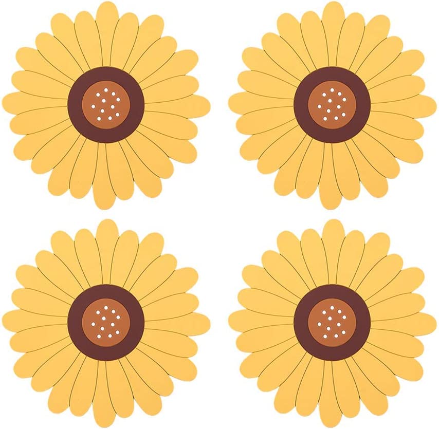 Photo 1 of Gracelife Sunflower Silicone Trivet Mat for Hot Pots Cup Mat Coasters Multi-Use Non-Slip Heat Resistant Home Kitchen Decor Mats (3-Pack Coasters Yellow)