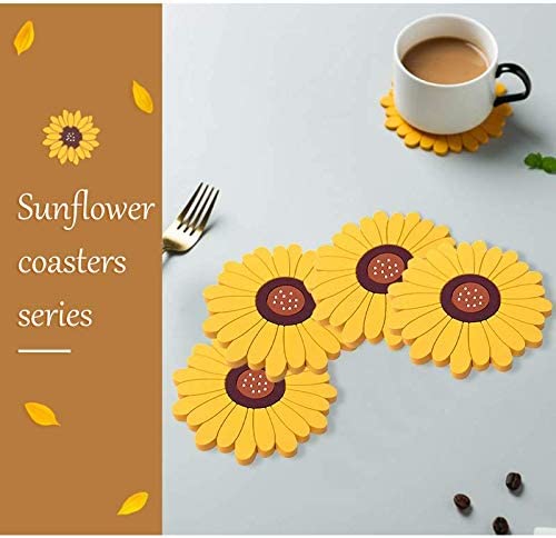 Photo 2 of Gracelife Sunflower Silicone Trivet Mat for Hot Pots Cup Mat Coasters Multi-Use Non-Slip Heat Resistant Home Kitchen Decor Mats (3-Pack Coasters Yellow)