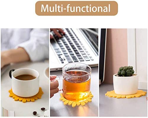 Photo 4 of Gracelife Sunflower Silicone Trivet Mat for Hot Pots Cup Mat Coasters Multi-Use Non-Slip Heat Resistant Home Kitchen Decor Mats (3-Pack Coasters Yellow)