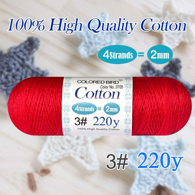 Photo 2 of colored bird Size 3 Classic Crochet Thread,Cotton Crochet Yarn,100% Mercerized Cotton Thread for Begingers Hand Knitting,Dark Melon,Color No:370