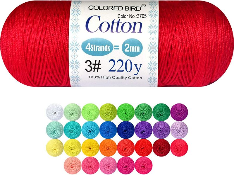 Photo 1 of colored bird Size 3 Classic Crochet Thread,Cotton Crochet Yarn,100% Mercerized Cotton Thread for Begingers Hand Knitting,Dark Melon,Color No:370