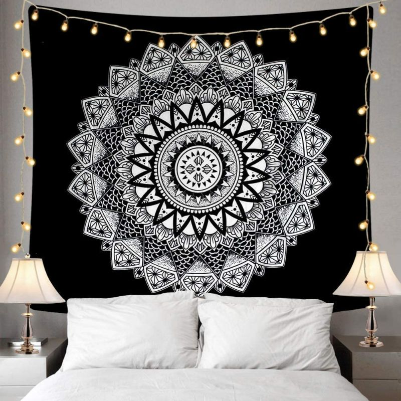 Photo 1 of Mandala Tapestry Black and White Tapestry Wall Hanging for Bedroom Living Room Dorm Decor