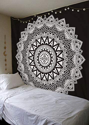 Photo 2 of Mandala Tapestry Black and White Tapestry Wall Hanging for Bedroom Living Room Dorm Decor