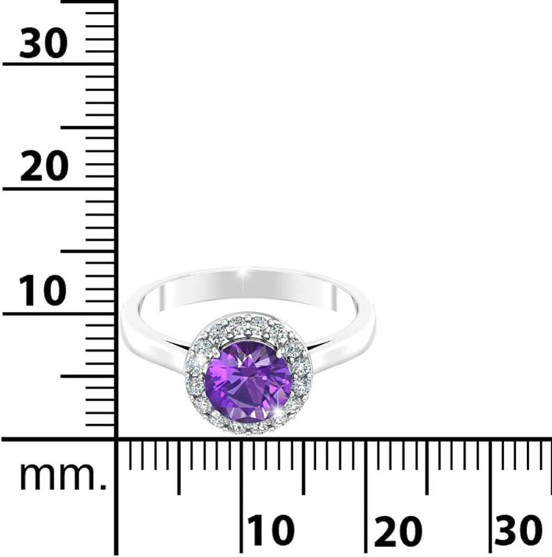 Photo 2 of (Blue Topaz) not purple , see photo Belinda Jewelz Womens 925 Sterling Silver Classic Solitaire Halo Center 7 mm Round Gemstone Birthstone Fine Jewelry Engagement Wedding Accessory Rings, 1.3 Carat Gemstone SIZE 8