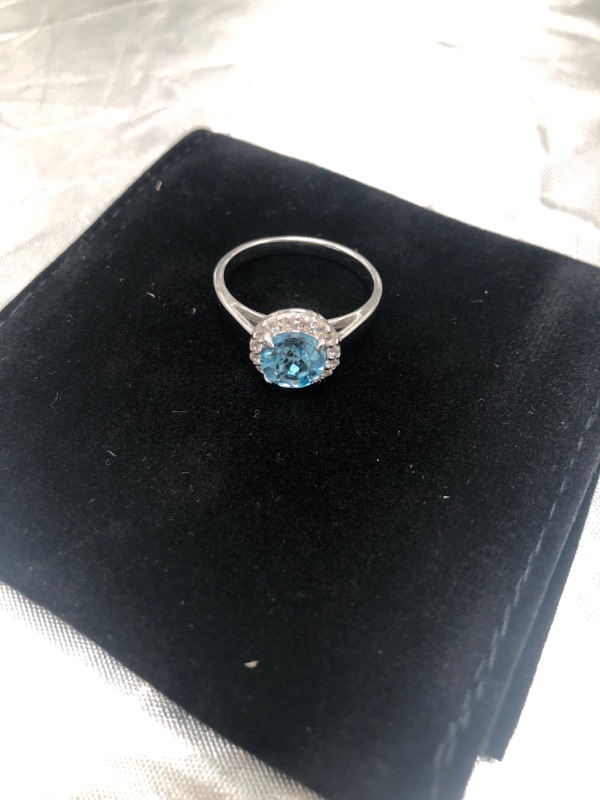 Photo 5 of (Blue Topaz) not purple , see photo Belinda Jewelz Womens 925 Sterling Silver Classic Solitaire Halo Center 7 mm Round Gemstone Birthstone Fine Jewelry Engagement Wedding Accessory Rings, 1.3 Carat Gemstone SIZE 8