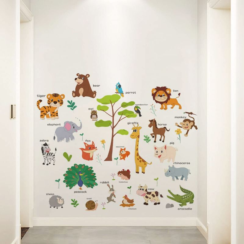 Photo 4 of Animals Educational Wall Decals Kids Large,Kids Bedroom Wall Stickers,Peel and Stick Removable Wall Decors for Boy Room,Girl Room,Nursery, Baby Room,Bedroom,Playroom