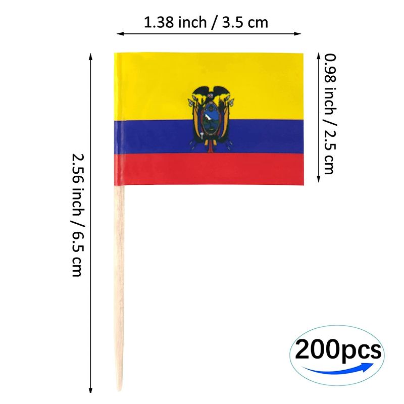 Photo 3 of JBCD Ecuador Toothpick Flag Ecuadoran Mini Small Cupcake Topper Flags (200 pcs)