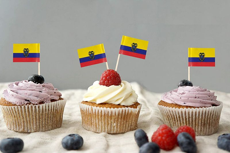 Photo 4 of JBCD Ecuador Toothpick Flag Ecuadoran Mini Small Cupcake Topper Flags (200 pcs)