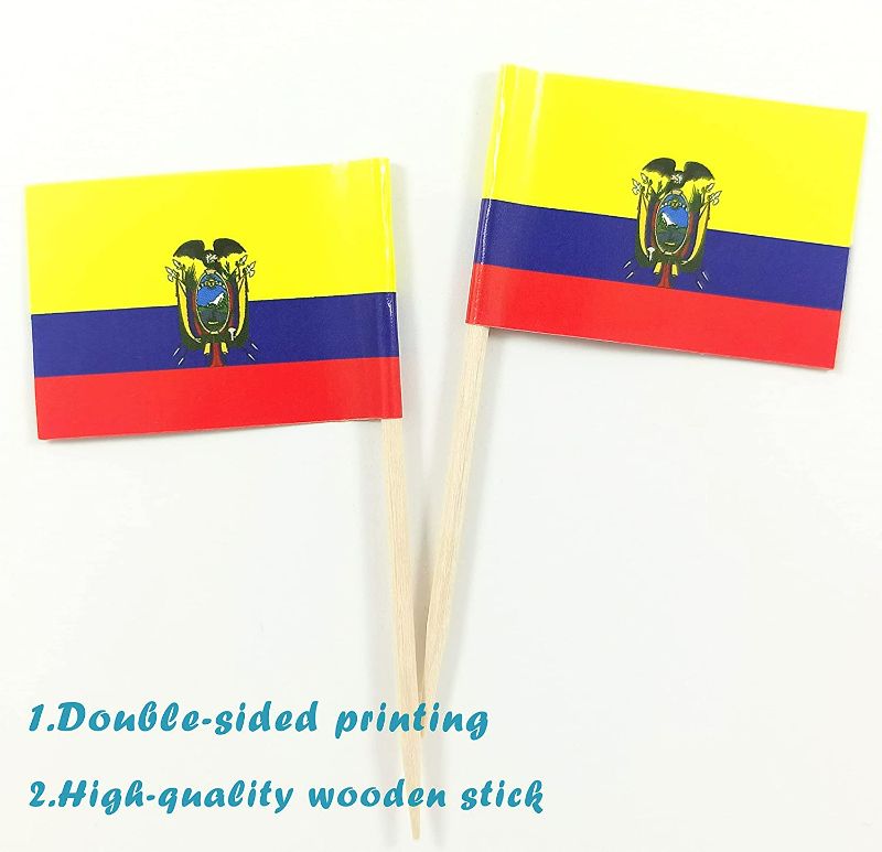Photo 2 of JBCD Ecuador Toothpick Flag Ecuadoran Mini Small Cupcake Topper Flags (200 pcs)