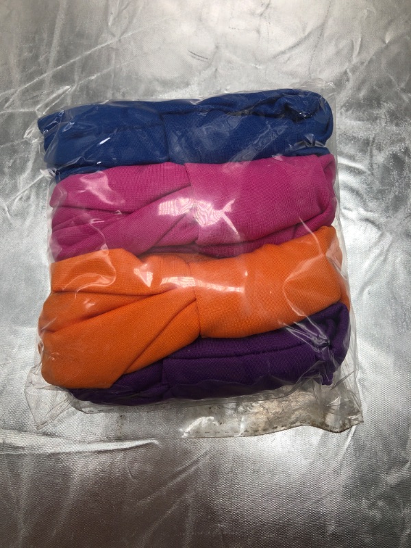 Photo 1 of Blue , Pink , Orange, Purple Boho Headbands Criss Cross Hair Bands Knotted Head Wrap Yoga (Pack of 4) 
