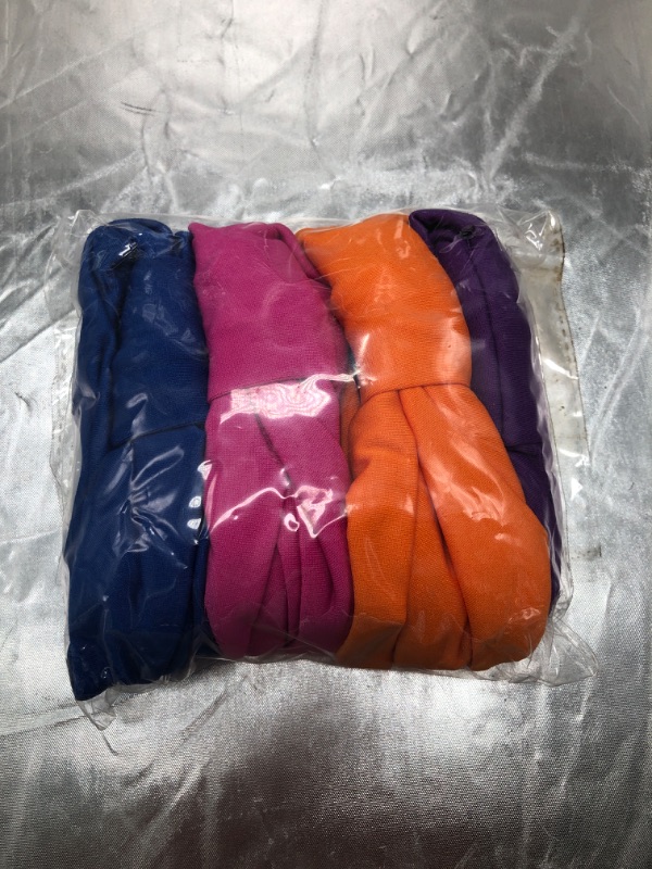 Photo 2 of Blue , Pink , Orange, Purple Boho Headbands Criss Cross Hair Bands Knotted Head Wrap Yoga (Pack of 4) 