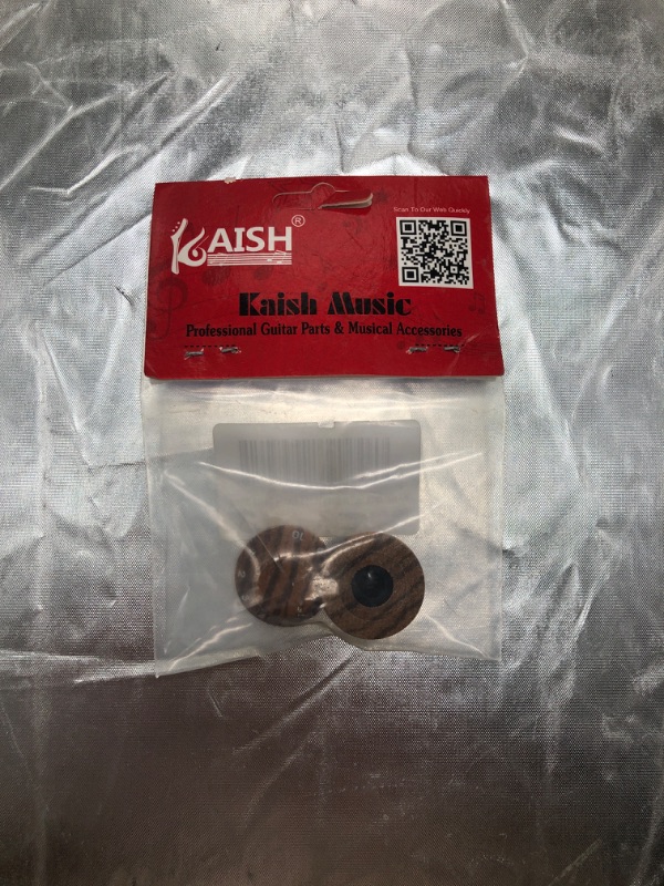 Photo 6 of KAISH 2-Pack Wood Knobs LP/Strat Style Bell Knobs Guitar Bass Wood Top Hat Knob with Numbers 1-10 Zebra Wood