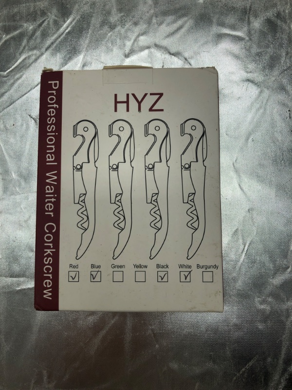 Photo 6 of HYZ Heavy Duty Chrome Waiter Corkscrew Wine Opener with Foil Cutter,  Professional 4Pack Wine Key for Bartenders and Waiter, Bottle Opener for Wine and Beer Black Red Blue White