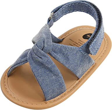 Photo 1 of GAISUM Baby Girls Sandals Premium Soft Sole Infant Indoor Slippers Open Toe Comfort Toddler Summer Princess Dress Shoes(C/Blue,6-12 months)