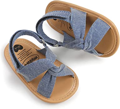 Photo 4 of GAISUM Baby Girls Sandals Premium Soft Sole Infant Indoor Slippers Open Toe Comfort Toddler Summer Princess Dress Shoes(C/Blue,6-12 months)