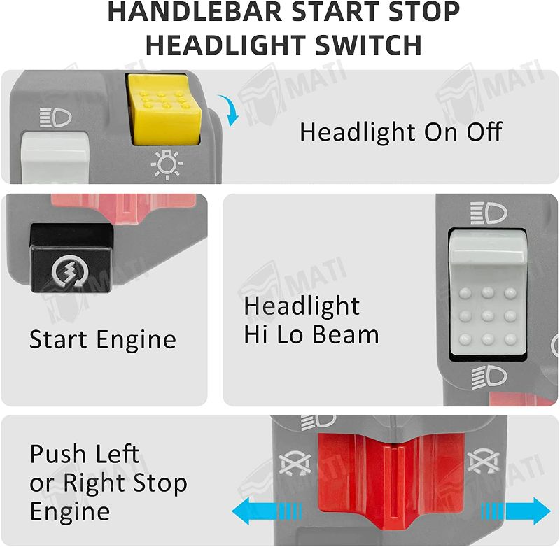 Photo 3 of Handlebar Switch Start Stop Headlight for Honda ATV TRX400EX Fourtrax Sportrax 1999-2004 35020-HN1-000