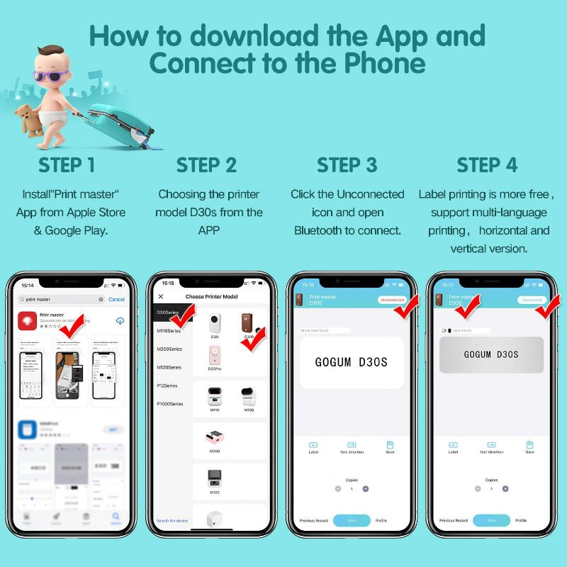 Photo 1 of D30S Label Maker,Smart Bluetooth Label Maker with 1 Roll Adhesive Label Thermal Paper,Portable Mini Thermal Label Printer for Smartphone Tablet,Easy to Use for Office,Home,Organization (White)