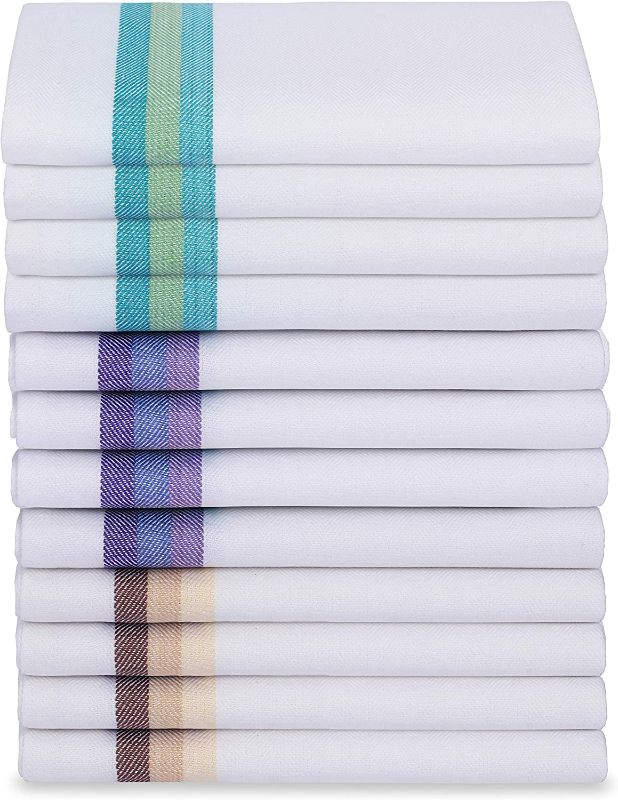 Photo 1 of Excellent Deals Dish Towels (12 Pack,Multi Stripe) - 100% Cotton Tea Towels - Dish Towels 15" x 25" - Durable Dish Cloth - Absorbent Kitchen Towels - Wiping Cloth.