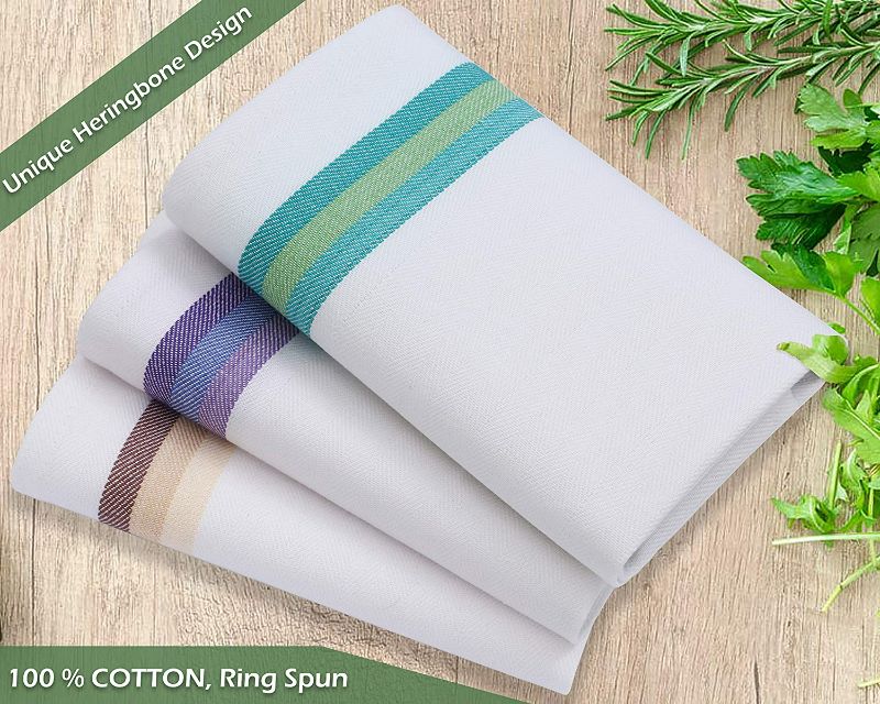 Photo 2 of Excellent Deals Dish Towels (12 Pack,Multi Stripe) - 100% Cotton Tea Towels - Dish Towels 15" x 25" - Durable Dish Cloth - Absorbent Kitchen Towels - Wiping Cloth.