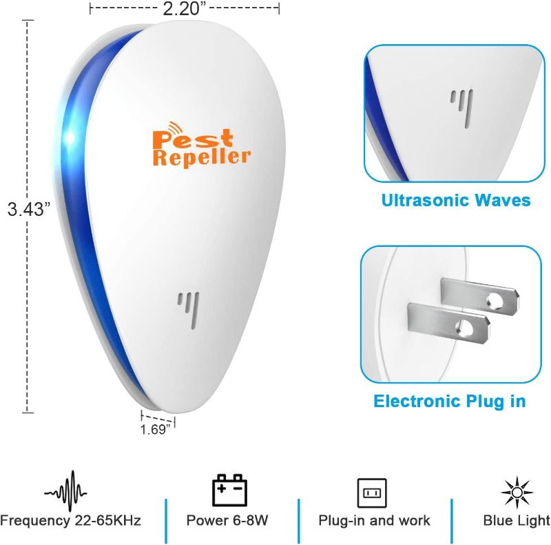 Photo 6 of  Ultrasonic Pest Repeller 6 Packs, Upgraded Ultrasonic Repellent Indoor for Rodent, Bugs, Mouse, Roach, Mosquito, Spider, Non-Toxic, Humans & Pets Safe