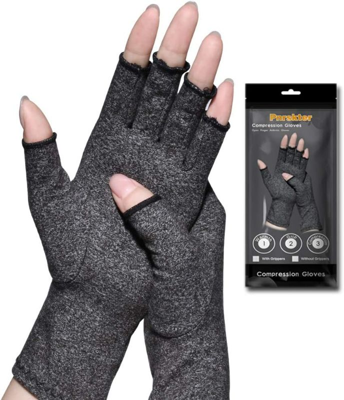 Photo 1 of Arthritis Gloves,New Material, Compression for Arthritis Pain Relief Rheumatoid Osteoarthritis and Carpal Tunnel, Premium Compression & Fingerless Gloves (Dark Gray, XL)